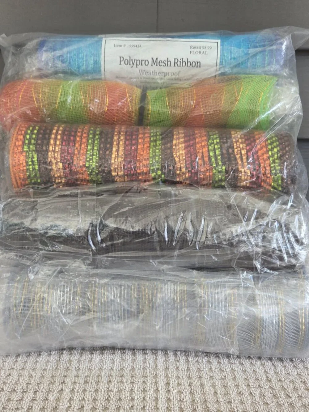 Mesh Ribbon Lot of 6 Rolls Mixed, Fall Colors, Ombre Blue, Silver & Gold, etc.